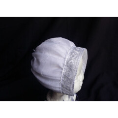 Reborn/Baby Girl White Chiffon Christening/Baptism Bonnet Hat Size 0-24 Month