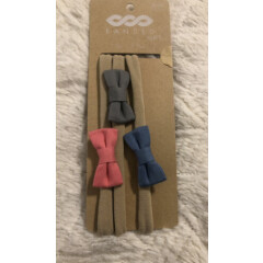 Banded Baby Pack Of 3 Tiny Bow Headbands pink blue New