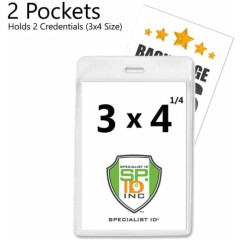 5 Pack -Vinyl 2 Pocket 3X4 Vaccination Record Card VIP Pass Holder - Vertical