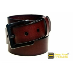 BeepFree® Brown 1-3/8" Italian Leather Belt | Airport Friendly | 100% Metal Free