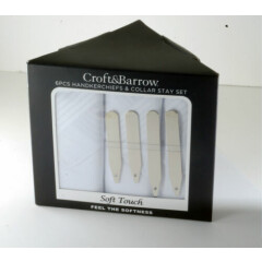Croft & Barrow Soft Touch 6 Handkerchiefs & 4 Collar Stay Boxed Gift Set NIB