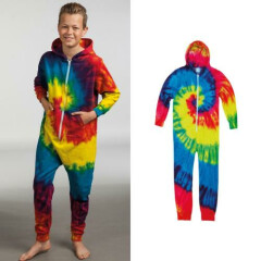 Colortone Kids Rainbow Tie-Die All In One TD36B - Childrens Front Zip Baggy Suit