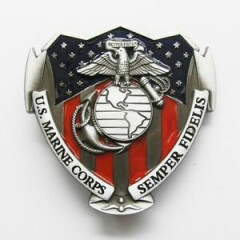 U.S. Marine Corps Semper Fi Military Colors Metal Belt Buckle