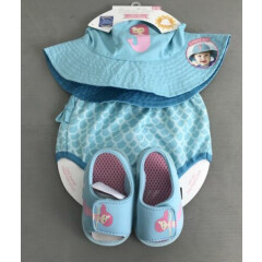  NWT MERMAID GIRL Rising Star Blue Sun Hat, Diaper Cover, Water Shoes 0-12 Month