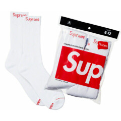 Supreme Hanes Crew Socks - 4-Pack - White - 100% Authentic
