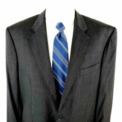 Jos A Bank Signature Platinum Wool 2 Button Blazer 44L Gray Check Sport Coat