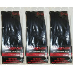 3 PAIRS SNAP-ON Crew Socks Men's BLACK X-LARGE *FREE SHIPPING* MADE IN USA *NEW*
