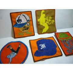 Set x5 Hip Hop Embroidery Patches Exclusive Collectible for Sew on Hat Clothes