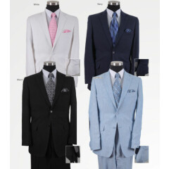 Men's 2 button linen suit with pants white, black, navy, blue L613 Fortino Landi