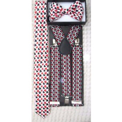 Poker Player Cards Bow Tie,Poker Adjustable Suspenders, and Poker Neck Tie Combo