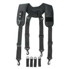 Tactical Suspenders Duty Belt Harness Padded Adjustable Tool Belt Black