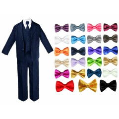 Hermosala New Baby Toddler Boys 5pcs NAVY Formal Tie Suit a Free Color Bow Tie