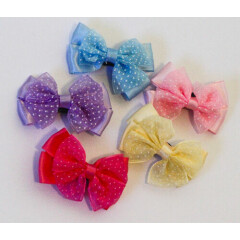 2 X HAIR CLIP BOW LACE ORGANZA CHRISTMAS BABY FLOWER 