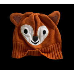 Gymboree Fox Knit Woodland Button Sweater Hat Face Ears Orange Brown 3 6 3-6 M