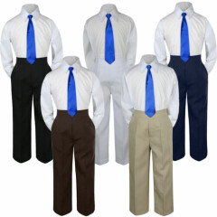 3pc Royal Blue Tie Shirt Suit for Baby Boy Toddler Kid Pants Color by Selection