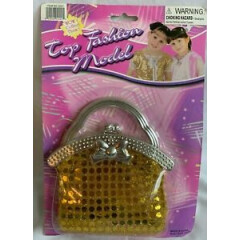GIRL's YELLOW SEQUIN "TOP FASHION MODEL" HAND BAG PURSE * NEW