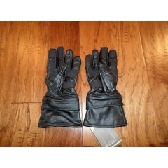 NEW LEATHER MOTORCYCLE GLOVES FLEECE LINED X LONG WITH ZIP AWAY GAUNTLET XXL 