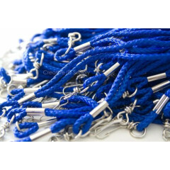 100 PCS NEW ROPE ROUND ID NECK LANYARDS WITH SWIVEL J HOOK - ROYAL BLUE COLOR