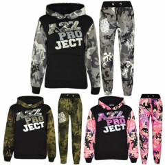 Boys Girls Tracksuit Kids A2Z Camouflage Hooded Top Bottom Jogging Suit 5-13 Yr
