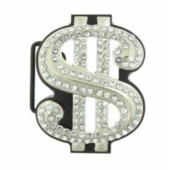 Money Symbol $ Sign with Rhinestones Belt Buckle