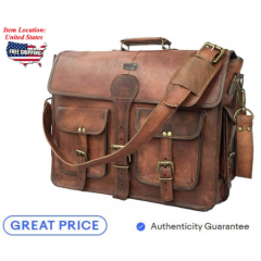 14" Vintage Handmade Men Leather Messenger Bag Laptop Briefcase Satchel For Mens