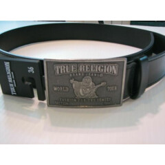 True Religion Men's Black Concert Ticket Belt 36