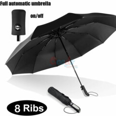 3 Folding Portable Umbrella Automatic Black Umbrella Anti-UV Sun/Rain Windproof