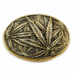 Cannabis leaf solid brass belt buckle, Marijuana Weed Leaf ganja Rasta buckle