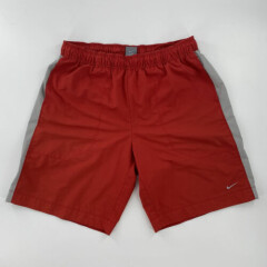 Nike Vintage Swim Trunks Lined Size Large Red Gray Logo Swoosh Shorts