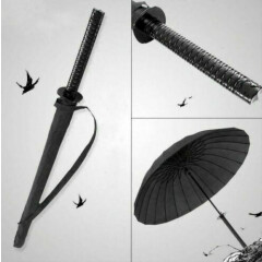 ✅ Folding Windproof Sun Japanese Sword Rainny Umbrella Ninja Style Katana Black