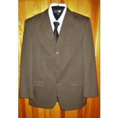 Men's Size 40R Jeffrey Banks Couture Blazer Brown Tweed 100% Wool 3-Button 