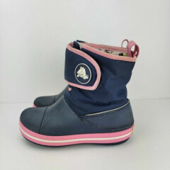 Crocs Girls Size J 2 Blue Pink Crocband Gust Winter Boots