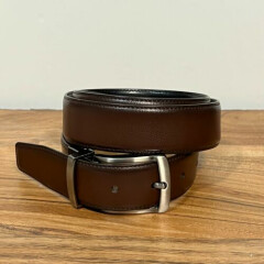 Perry Ellis Men's Reversible Belt Black/Dark Brown Bonded Leather Size 34