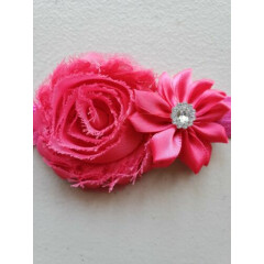 Baby Floral Elastic Headband Christmas/Holiday Flowers Rhinestone Adorable Pink