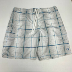 Op Swim Shorts Men's 2XL XXL White Blue Drawstring Waist Mesh Lined Polyester
