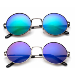 Retro Round Kids Aviators Sunglasses Colorful Lens UV 100% Lead Free Boys Girls