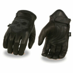 7570 Men's Driving Leather Glove with Reflective Skull