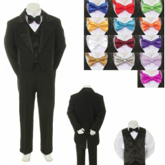 6PC Set Baby Toddler Kid Formal Wedding Black Boy Suit Tuxedo Tie 13 Color S-18