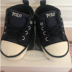 Ralph Lauren Boxed Baby Glittered Navy Pram Boots Size Baby 1.5 ~ 3-6 Months