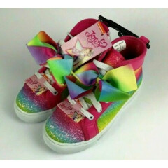 NEW Jojo Siwa Glitter Rainbow Bow Shoes High Top Sneakers Nickelodeon Size 1 
