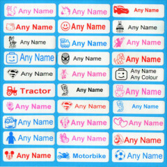 30 Printed Iron-On Name Tags Tapes Custom Labels School Clothes Personalised Kid