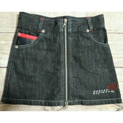 Harley Davidson Little Girls Jean Skirt Size 6X Dark Wash Full Zip Pockets Logo