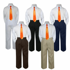 New 3pc Orange Tie Shirt Suit for Baby Boy Toddler Kid Pants Color by Selection