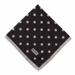NWT RODA Dark Brown and Gray Dot Print Wool-Silk Pocket Square