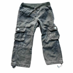 Mini Boden Size 3- 4 Kids Corduroy Pants Olive-green Drawstring Pockets.