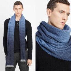 NWT Vince Men blue degrade ombre wool scarf- Made in Italy