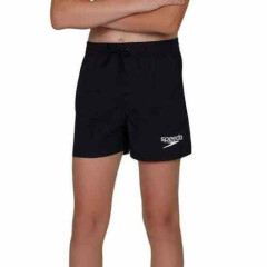 SPEEDO BOYS SOLID SWIM SHORTS SWIMMING TRUNKS BLACK S M L (AGES 6-11 YEARS)
