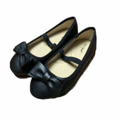 Cat & Jack Cacey Girls Shoes Black Bow Size 9