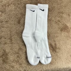 Nike Dri-Fit and Performance Cotton Crew Socks 2 Pair White Men Size 8-12