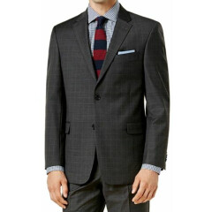 Tommy Hilfiger Mens Suit Jacket Gray Blue 42 Long Windowpane Modern Fit $450 016